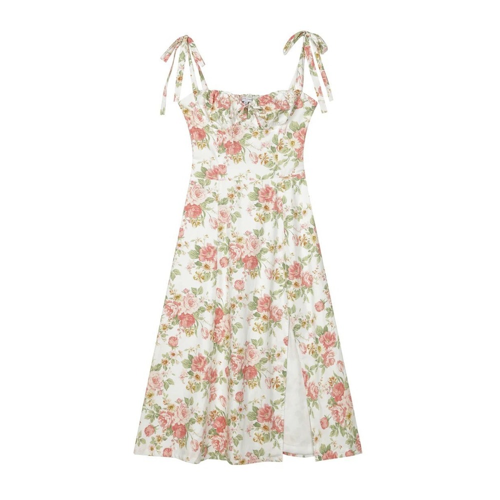 Petite Studio NYC Kirsten White Pink Floral Maxi Dress Sz S Cottagecore Feminine